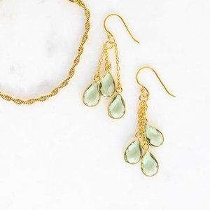 Beautiful Dangle Earrings Green Amethyst Drops Hypoallergenic Earrings Gift